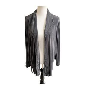 Citiknits Slinky Cardigan Women's 2X Charcoal Gray Long Sleeve Open Front Preppy